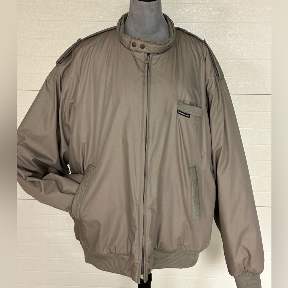 VTG Members Only Insulated Racer Bomber Jacket Beige men’s sz 2xl